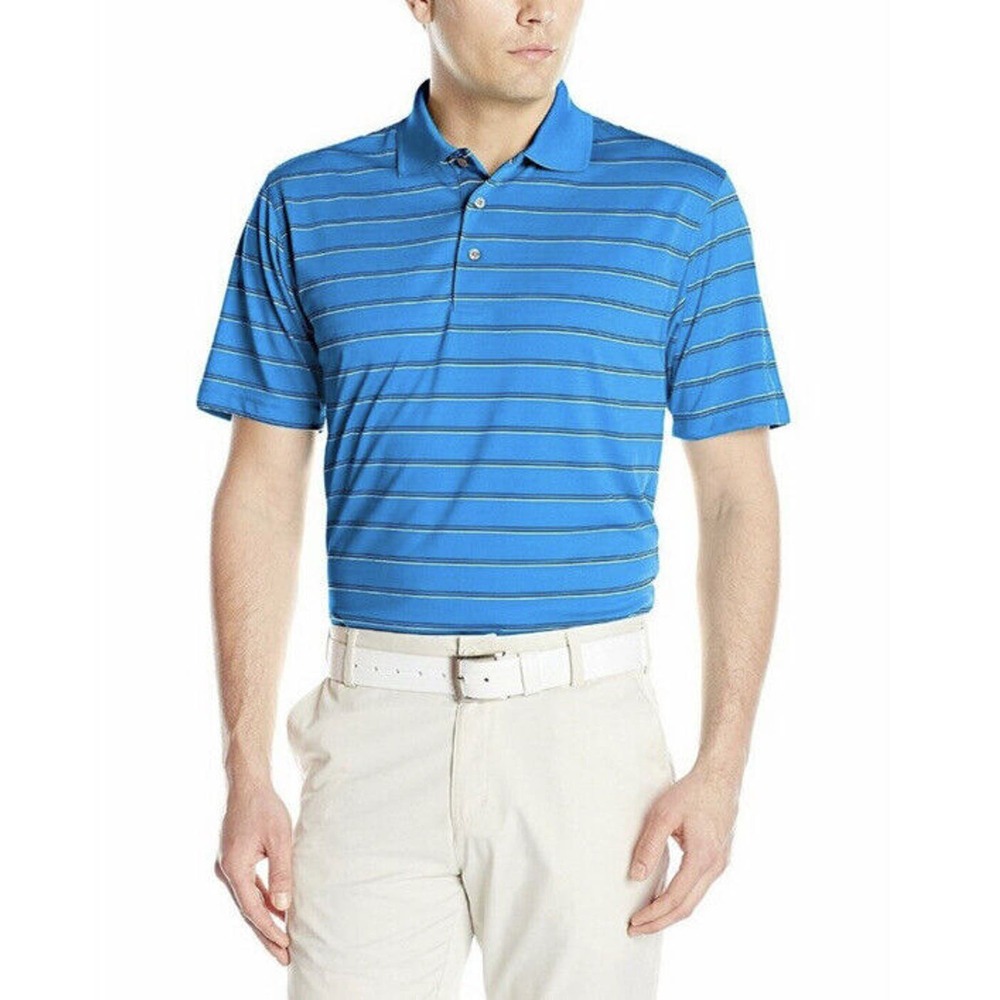 PGA TOUR Men's Polo Shirt Airflux Golf Striped XL spread collar Short Sleeves